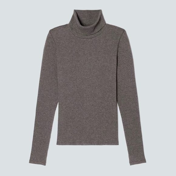 NWOT Everlane The Supima® Micro-Rib Turtleneck Washed Heathered Fatigue M - Picture 6 of 13